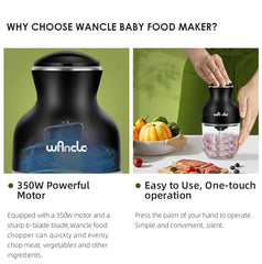Wancle Electric Meat Grinder Kitchen Chopper Stainless Steel Blade Vegetable Garlic Crusher Household Food Processor Blender