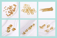 18K Gold Plated Separators For Bead,Spacers Beads For Jewelry Making,Brass Metal Round Beads,DIY Bracelets/Necklace Accessories