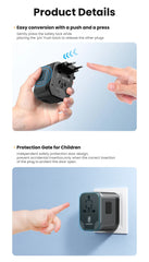 ASOMETECH International Travel Adapter USB Charger 2 USB and 2 Type C Port All-in-one Wall Charger for US EU UK AUS Travel