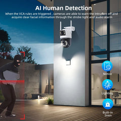 8MP Outdoor Wifi PTZ Camera Dual Lens Dual Screen AI Auto Tracking IP Video Surveillance Camera CCTV Two Way Audio