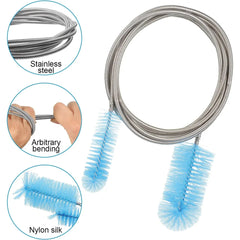 Aquarium Cleaning Brush for Water Filter Pump Lily Pipe Air Tube Hose Stainless Steel Fish Tank Brush Water Pump Accessories