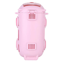 500ML Bus Shape Cartoon Water Cup with Movable Wheels & Strap Plastic Drinking Bottle Leakproof for Home Travel School