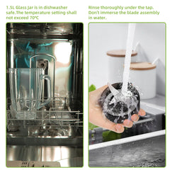 BioloMix Personal Blenders with 1.5L Glass Jar, 1300W Smoothie Blender Combo for Frozen Fruit Drinks, Sauces