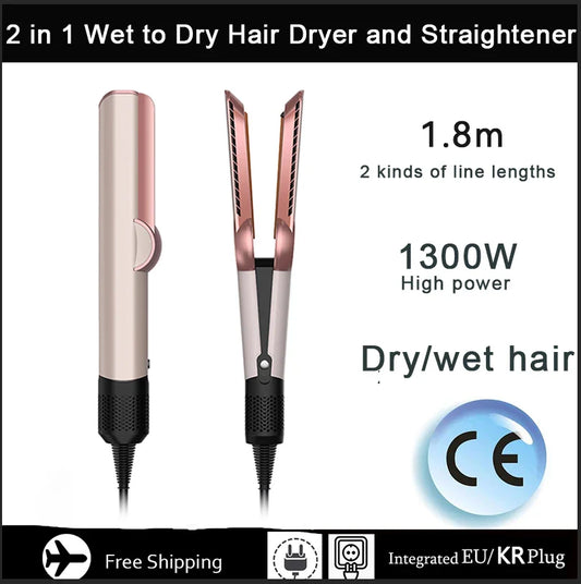 2-in-1 Hair Straightener and Dryer Combo - Negative Ion Heating Flat Iron for Quick, Long - Lasting Hair Styling at Home,salon
