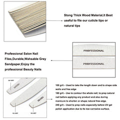 10pcs/Lot Wooden Nail Files Professional 100 180 240 Emery Board Manicure Buffer Grey Boat Double-sided Wooden Pedicure Buffers