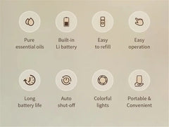 Car Aroma Diffuser Air Freshener Start-Off Function USB Rechargeable Essential Oil Diffuser 9 Color Lights Fragrance Diffuser