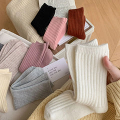 2024 New Winter Cashmere Wool Women Socks Casual japanese fashion Solid Color Thicker Long Sock Girls Thermal Warm Crew Sock