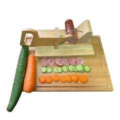 Sausage Cutting Board Wooden with Stainless Steel Blade Sausage Slicer For Sausage Types Dried Meat Cheese