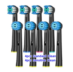 4/8PCS Replacement Brush Heads for Oral B Electric Toothbrushes Floss Cross Action 3D Pro White Precision Standard Daily Clean