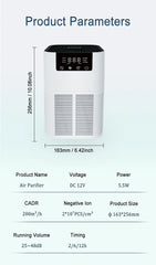 Air Purifier Portable Desktop Air Freshener For Home Allergies and Pets Hair, Smokers in Bedroom HEPA Filter Air Cleaner