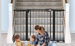 UBRAVOO Baby Gate for Doors and Stairs, Height 100 cm, Safety Pet Gate, Automatic Closure, Triple Locking