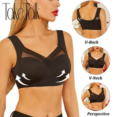 5PCS/Set Women Sexy Bras Full Cup Sports Top Soft Seamless Brassiere Lace Sexy Lingerie V Neck Intimates Underwear Plus Size Bra