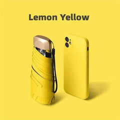 Mini Sun Umbrella Pocket Rain Umbrella Vinyl Folding UV Ultraviolet Protection Sun Shade Pocket Parasol Capsule