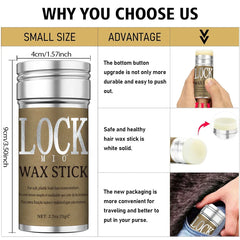 LOCKMIO Wax Stick Natural Coconut Oil Moisturizes Soften Smoothing Styling Flyaway Hair Edge Control Strong Hold Long Lasting