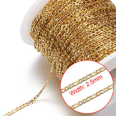 No Fade 2Meters Stainless Steel Chains for Jewelry Making DIY Necklace Bracelet Accessories Gold Chain Lips Beads Beaded Chain