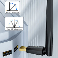 150M Bluetooth 5.4 Adapter USB Bluetooth Dongle Driver Free for Windows 11/10/8.1 Mouse Keyboard Audio Receiver Transmitter