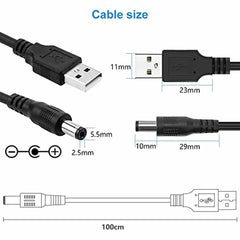 12 in 1 USB 5V to DC Power Cable Universal USB to DC Jack Charging Cable Power Cord Plug Connector Adapter 5.5 x 2.5mm Plug