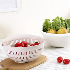 Kitchen Fruit Tray Removable Double Layer Fruit And Vegetable Basin Draining Basket Creative Household Rotating Washing Basket