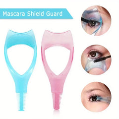3 in 1 Mascara Applicator Template with Eyelash Curler Guard and Case, Eyeliner Holder, Eyelash Aid, Eyebrow Drawing Tool Makeup
