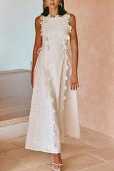 2025 Summer New Fashion Lace Embroidery Women Strap Resort Slimming Long Dress Simple Solid Color Female Banquet Dresses