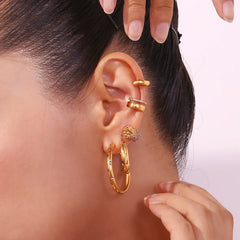 Minimalist Shiny Zircon Mini C Shape Ear Cuff Waterproof Trendy Women's Earrings 2024 Luxury Quality Stainless Steel Jewelry