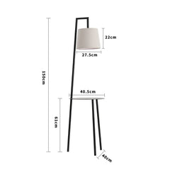 KOMORE 60 W Metal Tray Table Floor Lamp with Linen Lampshade for Living Room Office, Bedroom, Hallway, Porch