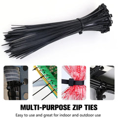 500/100Pcs Wholesale Plastic Nylon Cable Ties Self-locking Cord Straps Adjustable Cables Fastening Loop Home Office Wire Zip Tie