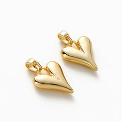 4pcs/lot 14K 18K Gold Plated Heart Charm with Jump Ring Necklace Making Supplies Solid Love Pendant For DIY Jewelry Accessories