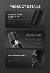 Car Aroma Diffuser Mini USB Rechargeable Scent Machine Fragrance Oil Car Air Freshener Essential Oil Diffuser Vent Clip