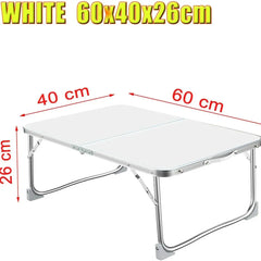EFAN Small Folding Picnic Camping Table 60x40x26cm, Aluminium Lightweight Foldable Picnic Laptop Bed Travelling Portable Table