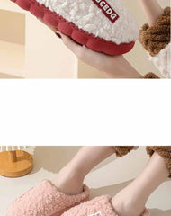 Eyriphy New Fashion Cotton Slippers For Women Winter Warm House Shoes Curly Faux Cotton Bedroom Slides Non-Slips Comfort Slipper