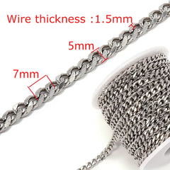 1meter Stainless Steel Necklace Chain for Jewelry Making DIY 1:3 NK Rolo Cable Link Curb Chains Thick Chain Bracelet Accessories