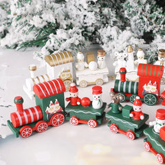 Wooden Train Christmas Ornaments Santa Cake Decoration Merry Christmas Navidad New Year Party Table Decoration Kids Gifts Toys