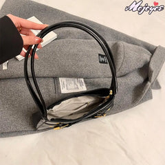 MOJOYCE Small Belt Design Glossy Patent Leather Shoulder Bags Women Luxury Brand Tote Handbag Y2K Underarm Bag with Inner Pocket