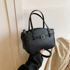 Brand Women's Bag Luxury Designer Handbag PU Buckle Design Top Handle Bag Large Capacity Stylish Satchel Solid Shoulder Bag 2025