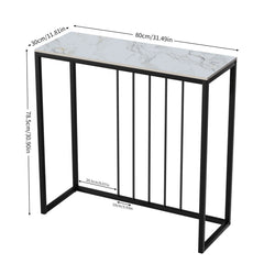 80CM Long Rectangle Marble Console Table for Living Room Entryway Accent Table Metal Frame
