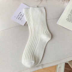 2024 New Winter Cashmere Wool Women Socks Casual japanese fashion Solid Color Thicker Long Sock Girls Thermal Warm Crew Sock