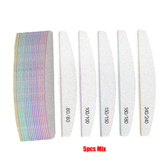 5/25Pcs/Lot Nail File Mix Color 80/100/150/180/240 Grit Professional Sandpaper Cuticle Remover Buffer Files Manicure Tool Set