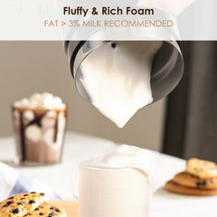 BioloMix Upgraded 5-in-1 LED Touch Screen Milk Frother for Lattes & Coffee, Hot And Cold Foam Maker