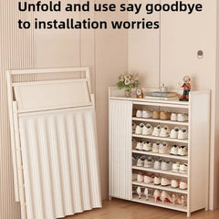Free installation shoe rack indoor simple folding household multi-layer dustproof rental room shoe storage artifact