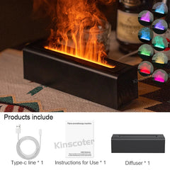 KINSCOTER RGB Flame Aroma Diffuser Air Humidifier Ultrasonic Cool Mist Maker Fogger LED Essential Oil Fire LED Lamp Difusor Gift