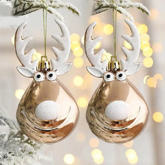 2pcs Elk Christmas Balls Ornaments Xmas Tree Hanging Bauble Pendant Christmas Decorations for Home New Year Party Navidad 2024