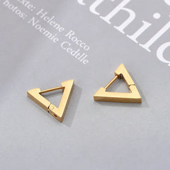 Classic Stainless Steel Hoop Earrings For Women Men Heart Star Oval Rectangle Round Triangle Gold Color Punk Hip Hop Jewelry
