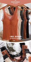 40-90 Kg Plus Size Thermal Underwear Female Velvet Lace V-neck Sexy Slim Warm Vest Camisole Cotton Tank Tops термобелье женское