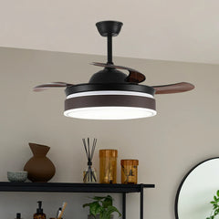 KOMORE Modern Style Indoor Round Ceiling Fan with Light and Remote, 3 Colour Temperature for Office, Living Room, Bedroom