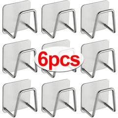 1-6pcs Kitchen Stainless Steel Sink Sponges Holder Self Adhesive Drain Drying Rack Shelf Household Wall Hooks Storage Organizer