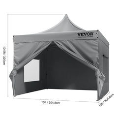VEVOR 10x10 FT Pop up Canopy with Removable Sidewalls Portable Gazebo & Wheeled Bag UV Resistant Waterproof Tent for Patio