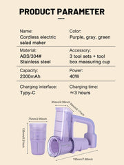 Electric Cheese Grater Portable Salad Maker With 3 Different Shapes of Blades 40W Electric Rotary Slicer Shredder ABS304