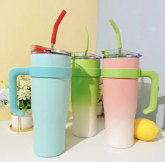 New Insulated Cup Bingba Cup 304 Stainless Steel Water Cup for Girls with Straw Large Capacity 1.2L