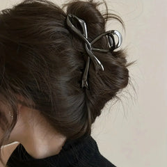 1 Multi-color Irregular Bow Large Grab Clip WOMEN'S Back Hair Clip Simple Design Advanced Sense Shark Clip Suitable for Daily US